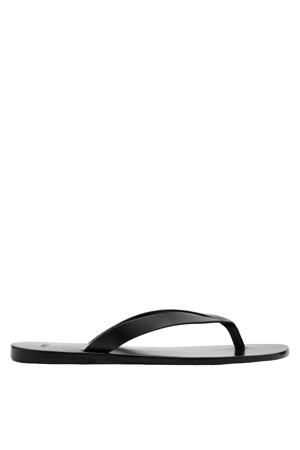 leren teenslippers - zwart