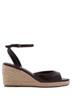 imitatieleren espadrilles met sleehak - donkerbruin