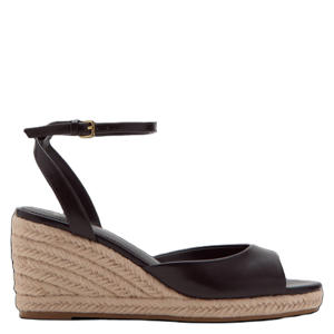 imitatieleren espadrilles met sleehak - donkerbruin