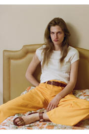 thumbnail: Mango regular waist wide leg jeans - oranje