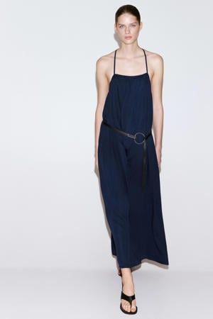 lyocell midi zomerjurk - donkerblauw