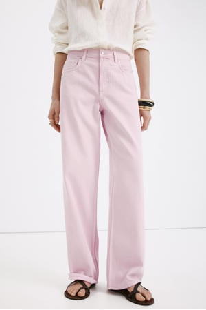 wide leg denim broek - lichtroze