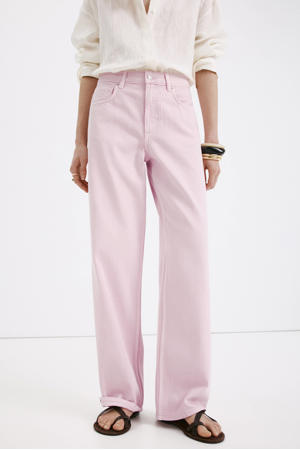wide leg denim broek - lichtroze