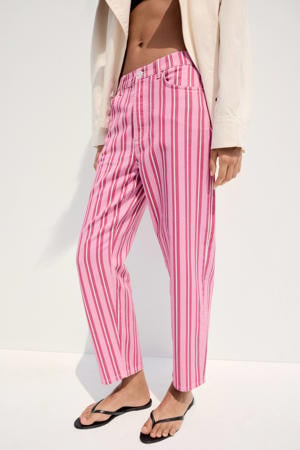 gestreepte straight leg jeans - roze