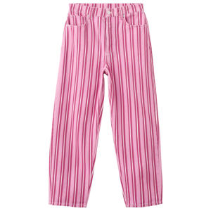 gestreepte straight leg jeans - roze