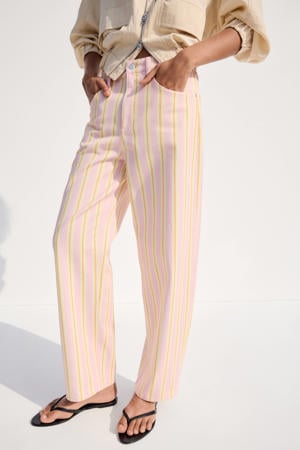 gestreepte barrel jeans - roze