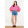 LOLALIZA gestreepte blouse met ruches - roze