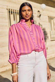 thumbnail: LOLALIZA gestreepte blouse met ruches - roze