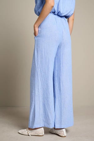 loose fit gestreepte broek - lichtblauw