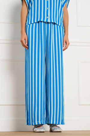 loose fit cropped gestreepte broek - blauw