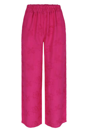 regular fit gebloemde broderie broek - roze