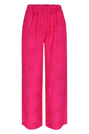 regular fit gebloemde broderie broek - roze