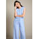 LOLALIZA cropped gestreepte top met plooien - lichtblauw