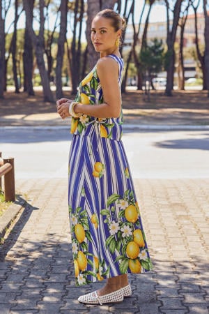 viscose a-lijn rok - blauw