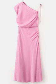 thumbnail: Mango one shoulder viscose midi jurk - lichtroze