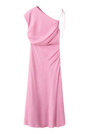 thumbnail: Mango one shoulder viscose midi jurk - lichtroze