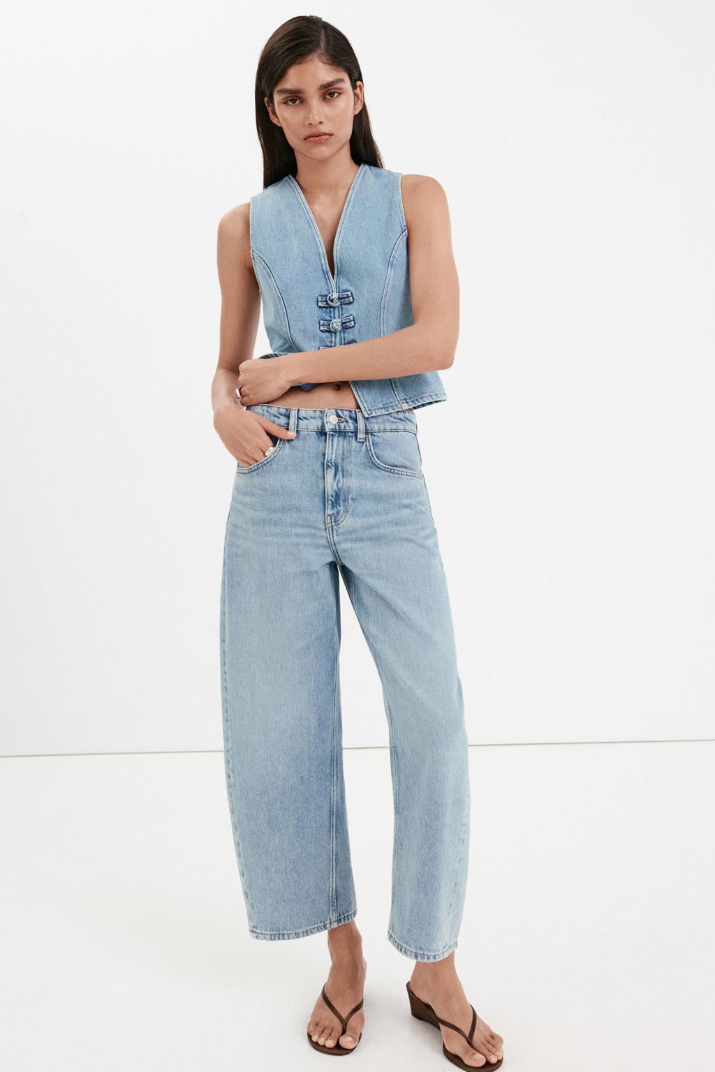 Mango denim top - mediumblauw