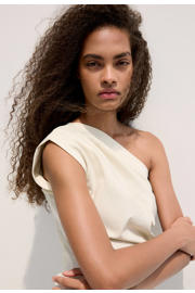 thumbnail: Mango one shoulder viscose korte jurk - ecru