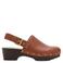 Mango leren clogs met blokhak - cognac
