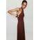 Mango halter midi jurk - roodbruin
