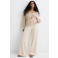 Mango straight leg broek met linnen - ecru