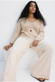 thumbnail: Mango straight leg broek met linnen - ecru
