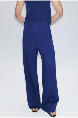 straight leg broek met linnen - blauw