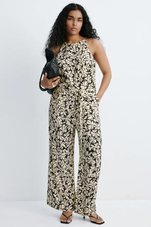 gebloemde jumpsuit - beige