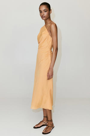 one shoulder midi zomerjurk - geel