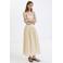 Mango strapless maxi broderie jurk - lichtgeel