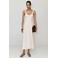 Mango gestreepte maxi zomerjurk met linnen - beige