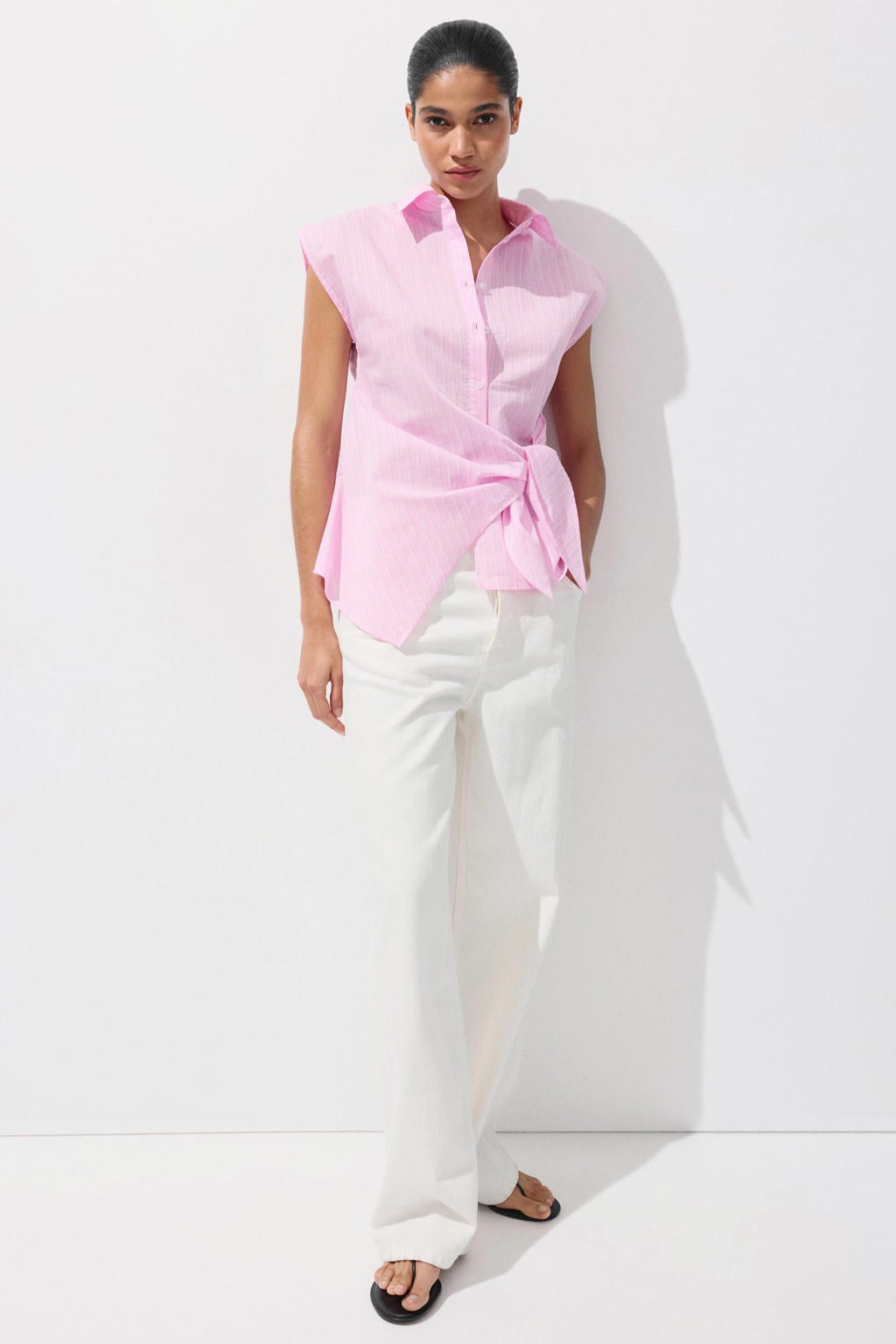 Mango blouse met krijtstreep - roze