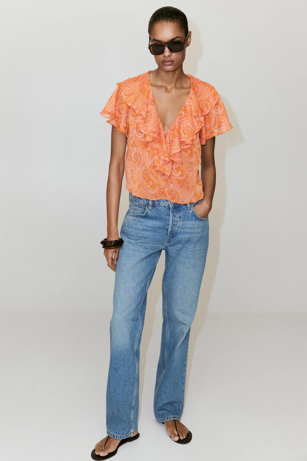 Mango top met paisley - oranje