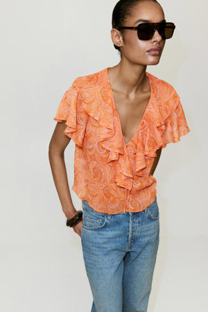 top met paisley - oranje