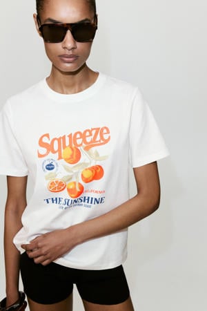 T-shirt met print - ecru