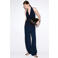 Mango lyocell straight leg broek - donkerblauw