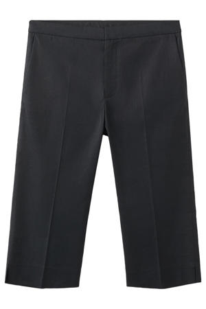 slim fit capribroek met linnen - zwart