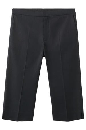 slim fit capribroek met linnen - zwart