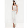Mango satijnen broderie midi rok - ecru