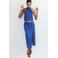 Mango midi rok met split en linnen - blauw