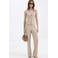 Mango viscose wide leg broek - beige