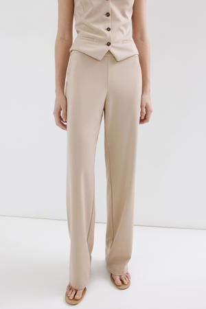 viscose wide leg broek - beige