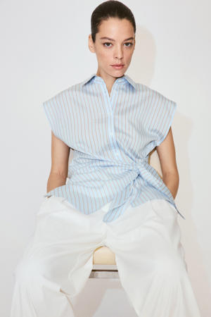 blouse met krijtstreep - lichtblauw