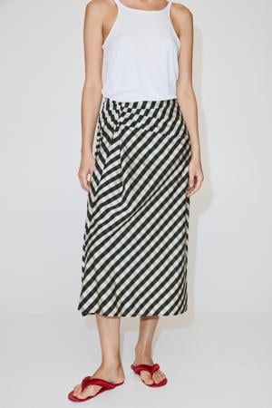 geruite midi rok - donkerblauw