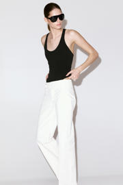 thumbnail: Mango straight leg broek met ceintuur - wit