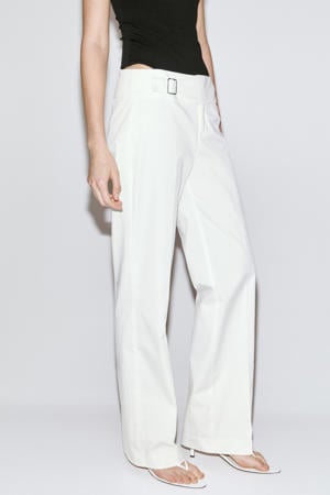 straight leg broek met ceintuur - wit