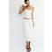 Mango viscose midi rok met linnen - wit