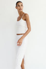 thumbnail: Mango viscose midi rok met linnen - wit