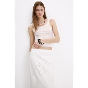 viscose midi rok met linnen - wit