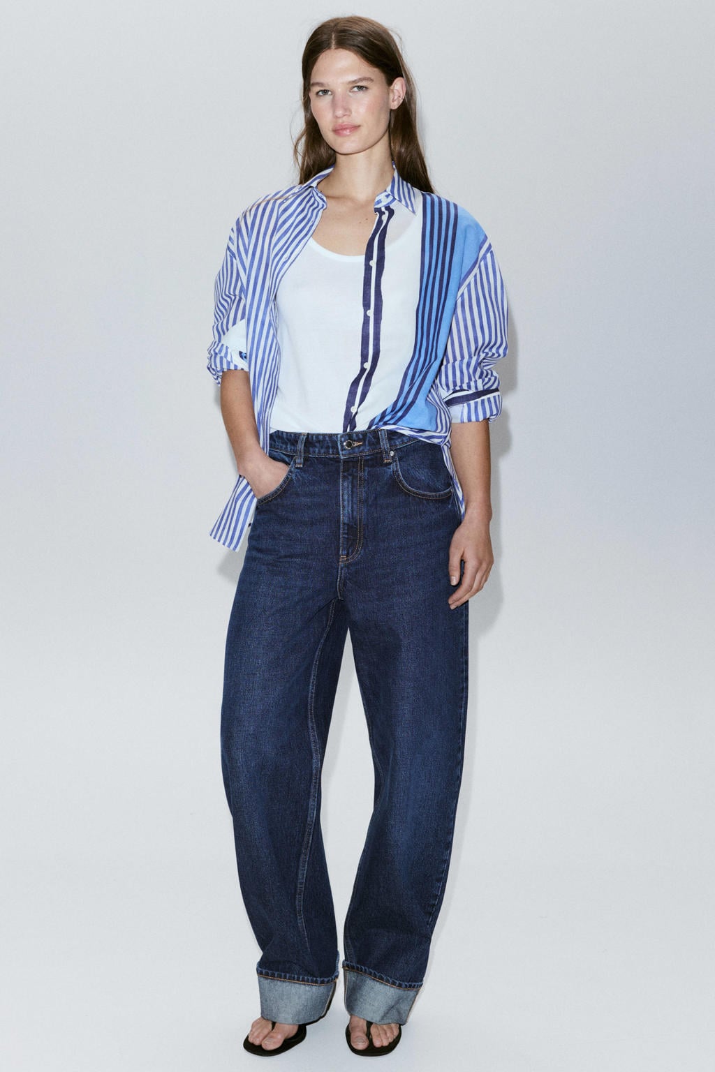 Mango gestreepte blouse - blauw